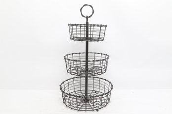 Three Tier Metal Wire Basket Stand Countertop Organizer Farmhouse Style