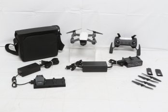 DJI 'spark' Drone With 2-batteries, Controller, 2-speed Chargers, Travel Case & Extra Propeller Blades