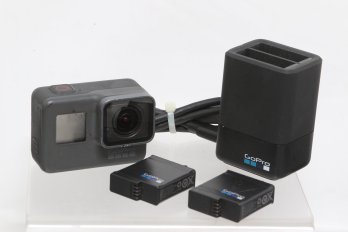 Go Pro Hero 5 W/2-batteries, Speed Charger, Airtight Travel Case & Huge Accessory Pack (tested)