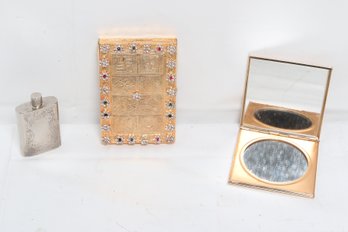 Group Of Vintage Ladie Accessories - Perfume Bottle, Little Mirror Etc