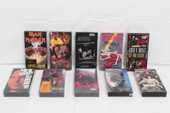 8-nOS Heavy Metal/rock VHS Tapes & 2- Pre-owned-iron Maiden, Metallica, Skid Row, Ozzy, Etc.