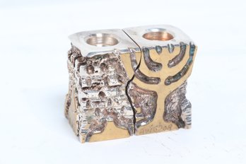 Avigdor Bezalel Silver- Plated Menorah Candle Holders