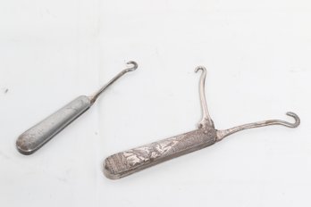 Two Antique Folding Button Hooks