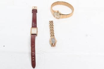 Two Citizen Eco-drive Women's Wrist Watches Together With Other Citizen