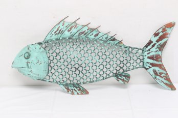 Nautical Wall Decor Copper Metal Fish