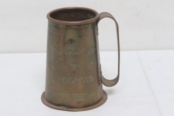 Antique Engraved Brass Tavern Tankard
