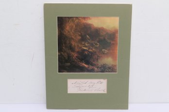 Americana Art Frederick E Church Clipped Signature Dated 1877 Matted