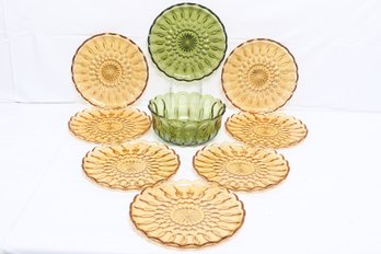 Group Of Vintage Anchor Hocking Fairfield Glass Serving Set