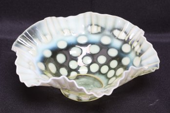 Vintage Fenton Opalescent Coin Dot Brides Bowl