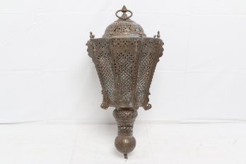 Vintage Pierced Brass Moroccan Hanging Lantern