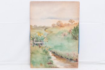 Antique Circa 1900 Original Watercolor Painting