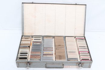 Vintage Metal Slide Storage Case Filled With 35mm Photo Slides From 1950's