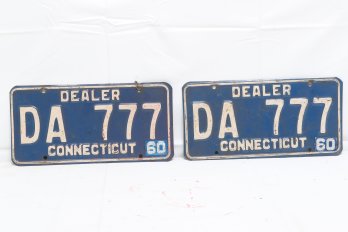 Pair Of Connecticut 1960 DA 777 License Plates