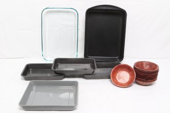 Variety Of Bakeware And Wooden Bowls