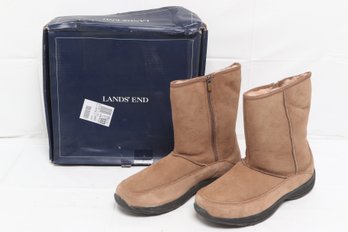 Light Brown Land's End Men's Faux Shearling Suede Boots New In Box Size 13D