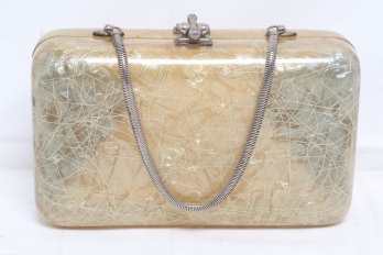 Vintage 1950s Myles Original Gold Confetti Lucite Hard Case Purse