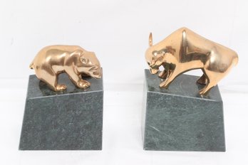 Pair Of Bull And Bear Stock Market Bookends