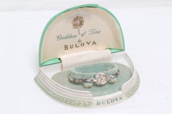 Vintage 10K Rolled Gold Bulova ' Goddess Of Time ' Ladies Wrist Watch In Original Presentation Box