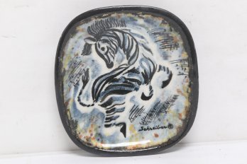 1950's  Stonelain Pottery Zebra Plate By Artist Georges Schreiber