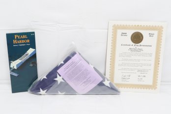 US Flag That Was Flown At The USS Arizona Memorial With Certificate