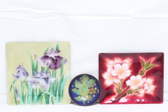 Group Of 3 Vintage Japanese Cloisonne Dishes