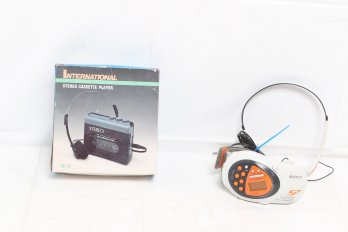 Vintage Sony S2 Sports Walkman & Vintage International Ak 18 Portable Cassette Player (tested)