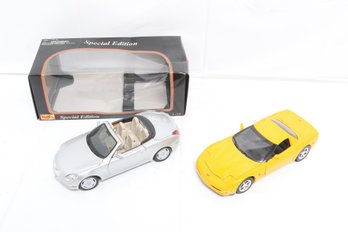 Two Die-cast Collectible Model Cars Scale 1/18 Lexus Sc 430 Convertible With Box And Chevy Corvette