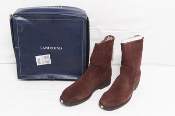 Brown Land's End Men's Faux Shearling Suede Boots New In Box Size 13