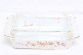 Rare Vintage Pyrex Golden Pine Cone  Casserole Dish With Lid