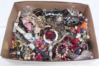 21lb Of Mixed Costume Jewelry And Watches