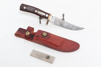 Schrade USA 'old Timer 165' Woodsman Knife With Leather Sheath And Honing Stone