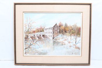 Vintage Oil Painting On Canvas Winter Scene