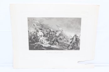 Antique John Trumbull Engraving ' The Deth Of General Warren At The Battle Of Bunker Hill'