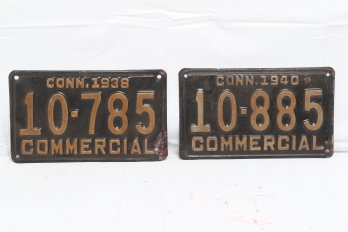 Vintage 1930's And 1940 Commercial License Plates