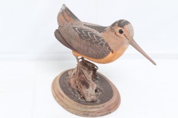 James R. Peacock Hand Carved Bird Decoy On Stand - Signed