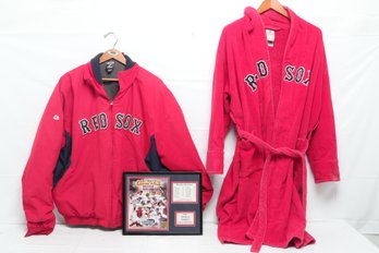Red Sox Full-zip Jacket, Bathrobe And Framed Commemorative Item