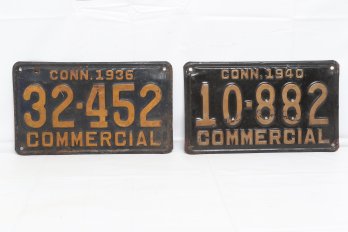 Two Vintage Connecticut License Plates