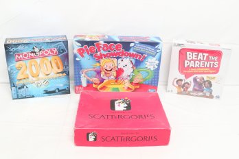 Board Game Grouping Monopoly 2000, Beat The Parents, Pie Face Showdown & Scattergories