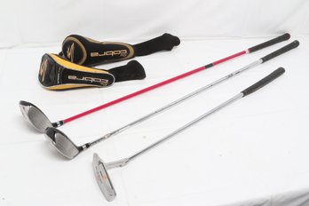 Group Of Two Cobra Brand Golf Clubs With Headcovers And Cobra Putter