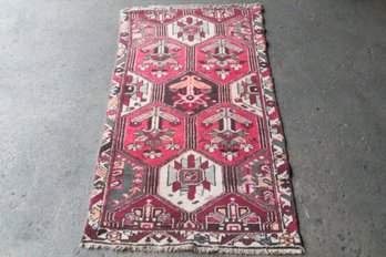 Vintage Hamedan Carpet With Five Central Geometric Medalions