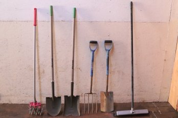 Garden/yard Tool Grouping Shovel, Pitchfork, Aerator, Etc.