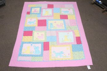 Vintage Baby Quilt With Cats