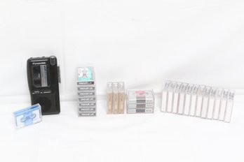 Vintage Panasonic Mini Cassette Recorder W/ Large Grouping Of Blank Cassettes