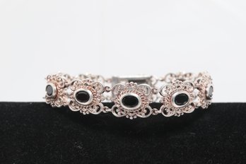 Beautiful Woman's Sterling W/black Onyx Bracelet (7.5' Length)