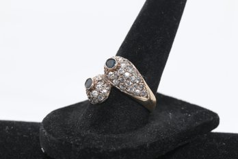 Antique Woman's Sterling W/saphire & Clear Stones Ring Size-8