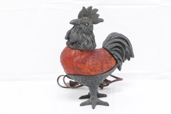 Vintage Amber Glass Rooster/Rustic Farmhouse Table Lamp