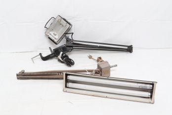 Vintage Floating Clamp On Drafting Lamp Plus Other Lamp