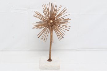Metal Starburst Sculpture On Marble Base