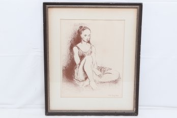 Moses Soyer Vintage Print With Authentication On The Back