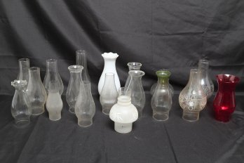 Large Group Of Vintage/antique Oil Lamp Chimneys